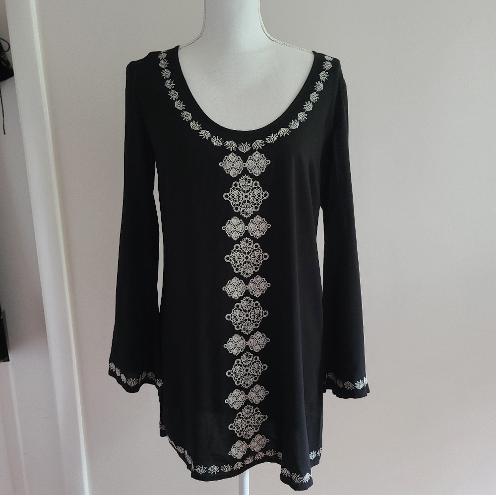 Love Stitch Bell Sleeve Mini Dress